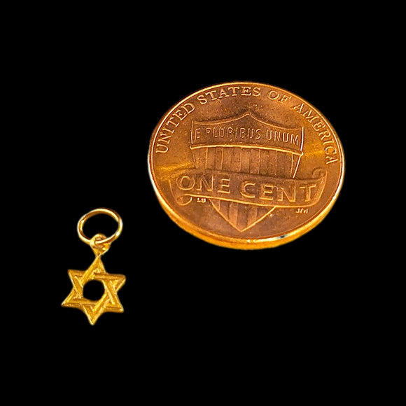 🌠 Vtg. 14k Gold Star Of David Necklace Pendant - Picture 3 of 4